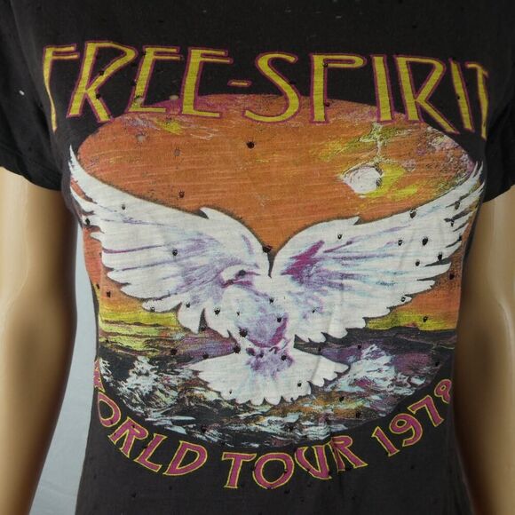 Dirtee Laundry Free Spirit World Tour 1978 Brown Graphic T Shirt Holes XS Band - Picture 1 of 7
